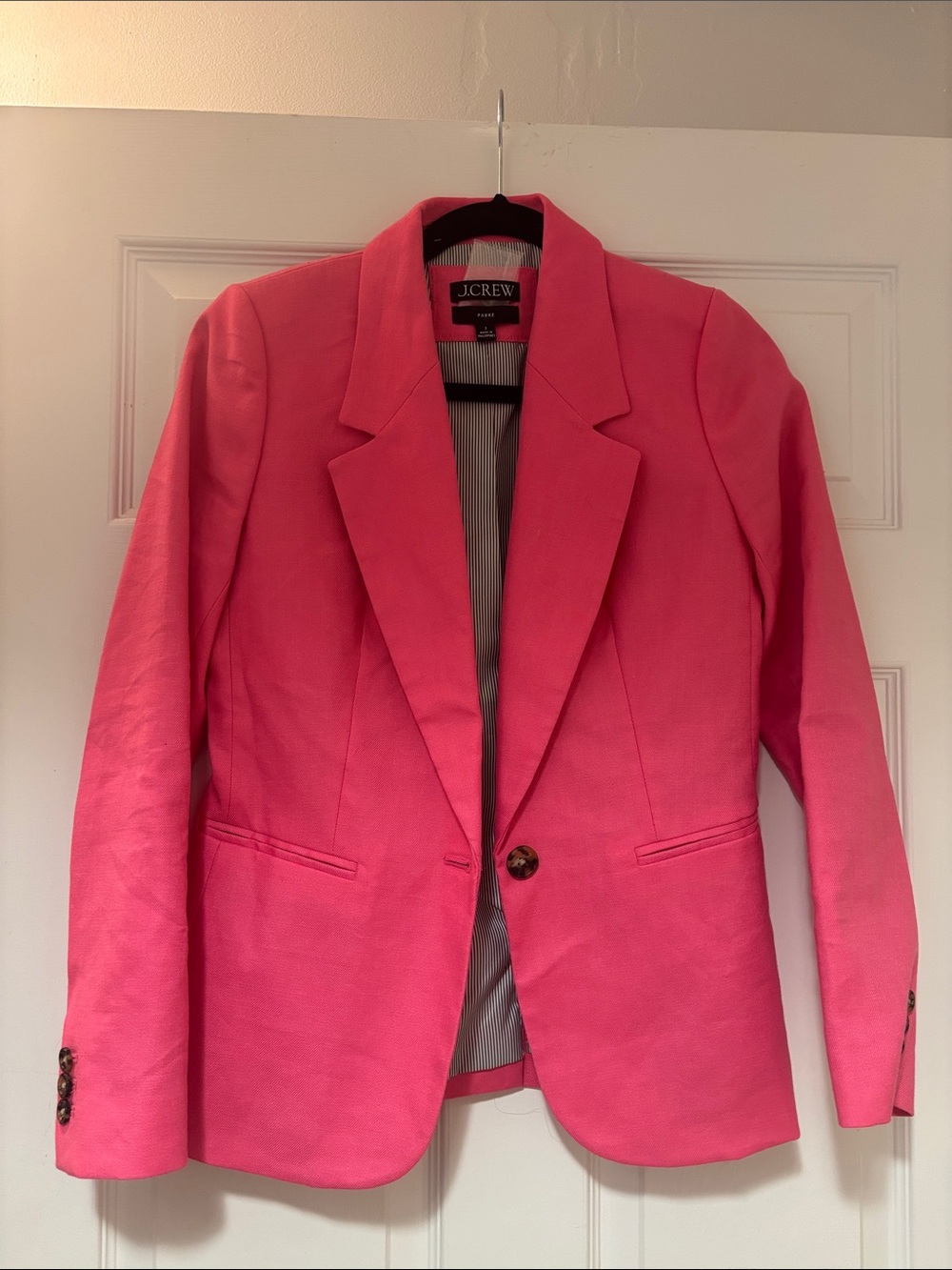 J. Crew Hot Pink Single-Button Tailored Blazer